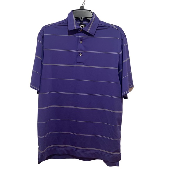 Mens‎ FootJoy Purple White Striped Polo sz Small - Picture 1 of 5